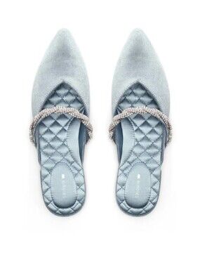 Birdies The Swan Bluebell Crystal Bracelet Flats Bridal Velvet